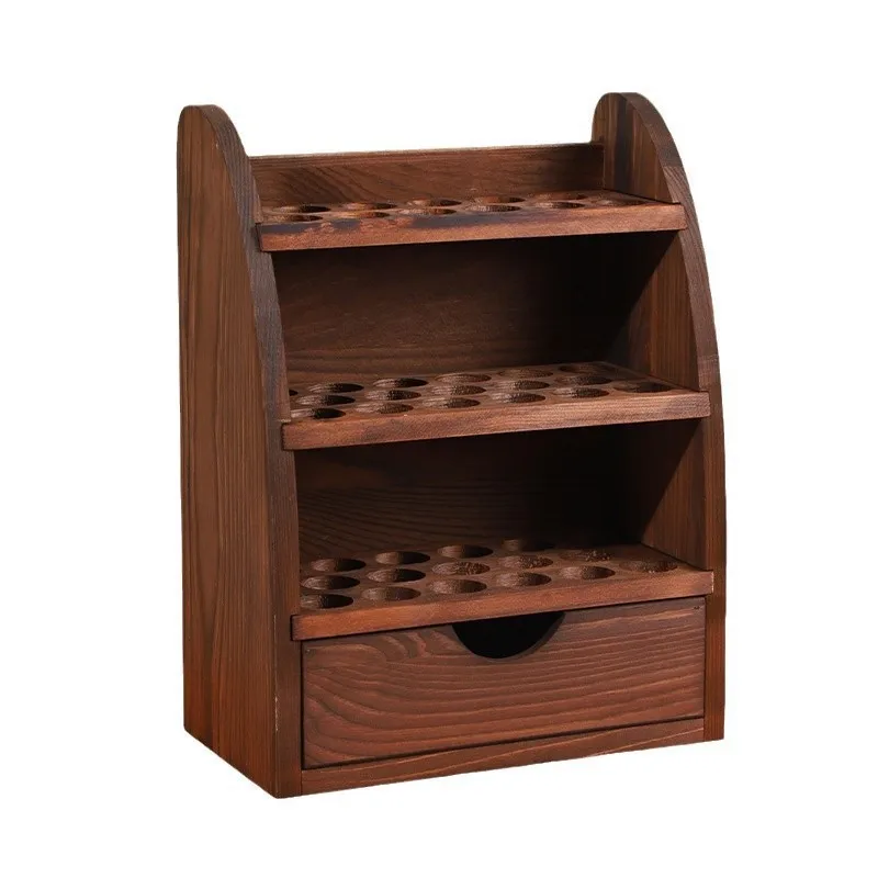 Wooden multi-layer essential oil rack Household cosmetics Nail oil storage rack Solid wood storage rack