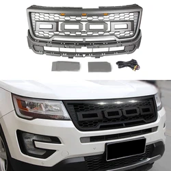 Car Grille Fit Ford Explorer 2016 2017 Grille with Raptor Logo Front Face Modification with Lights High Quality Grille