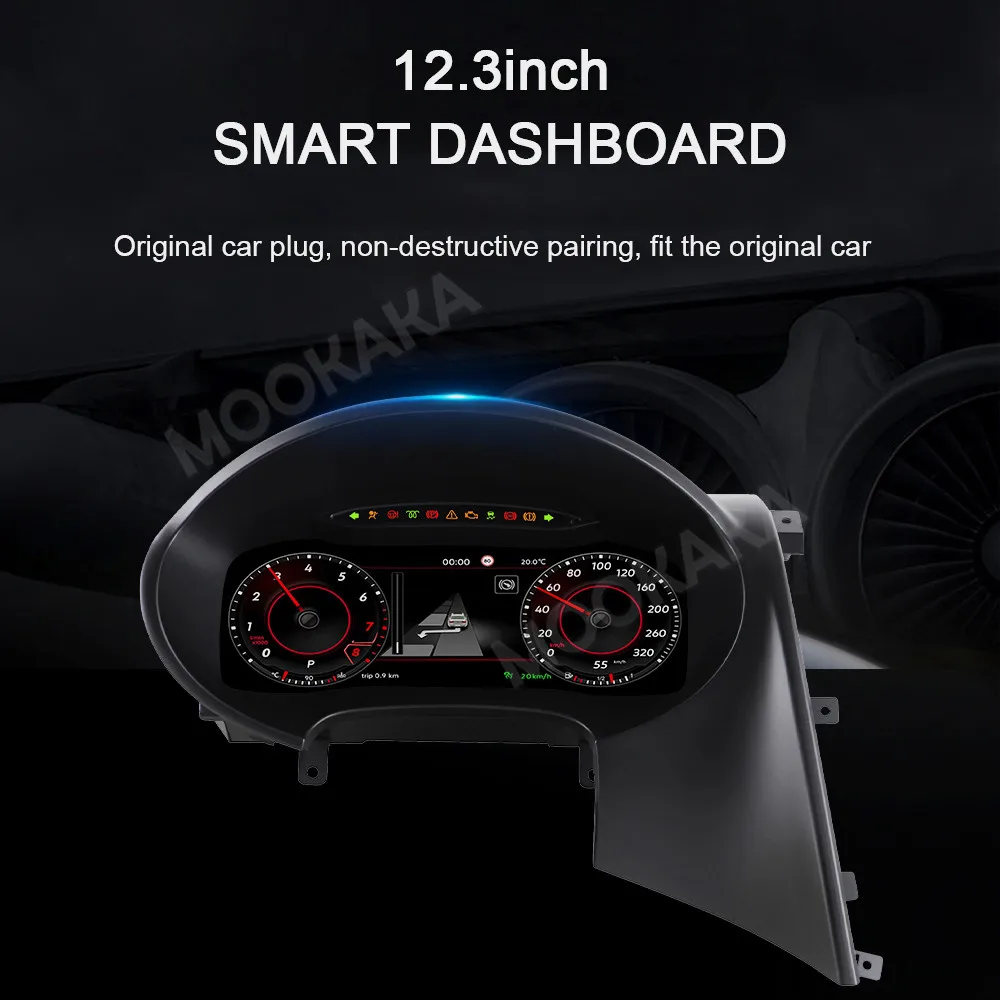 Car dashboard Auto Gauge For VW SEAT Leon 2009-2012 LCD Instrument Digital Cluster Dashboard Panel Linux 12.3 Inch Speed Meter