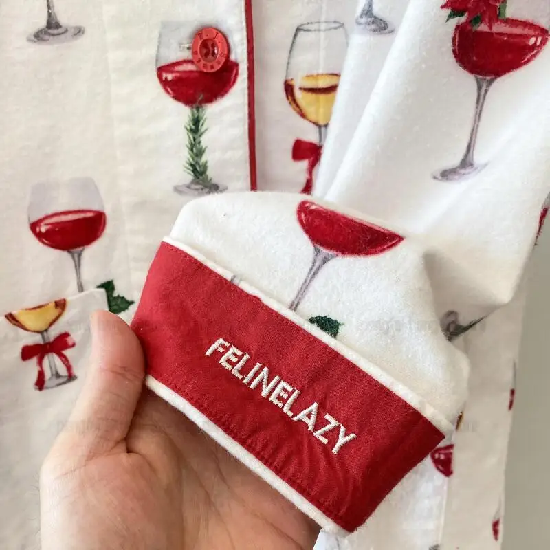 2025 ฤดูใบไม้ร่วงใหม่เสื้อผ้าLadyชุดนอนผ้าฝ้ายน่ารักการ์ตูนพิมพ์ชุดนอนหรูหราเสื้อกางเกงแฟนของขวัญLoungewear