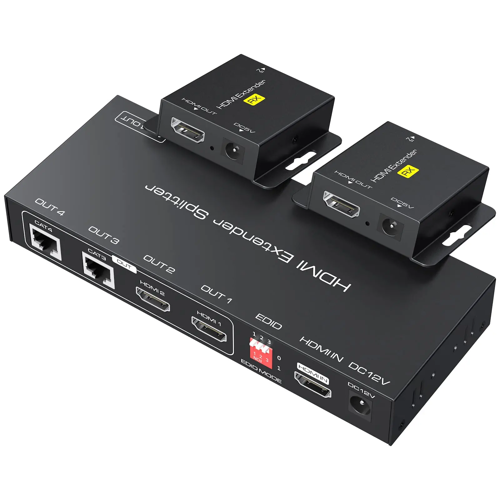 HDMI extender splitter over Cat5e/6 165ft 1 in 2 out 1 x 2 port 60m adapter  two loop HDMI out Ethernet supports1080P RJ45