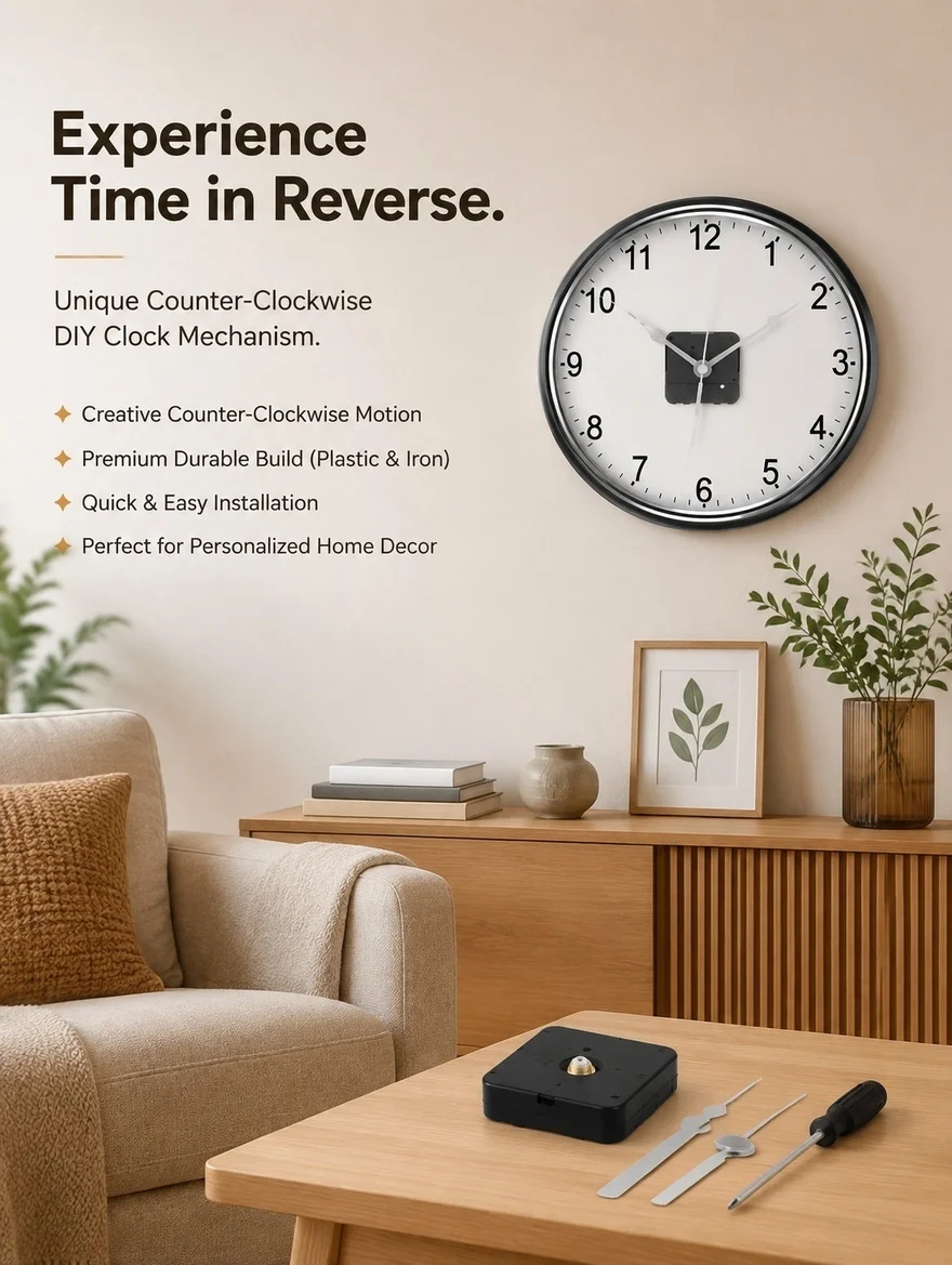 1Set Clock Mechanism Kit with Feature Heavy Duty Plastic Iron Build for Reliable DIY Clock Assembly