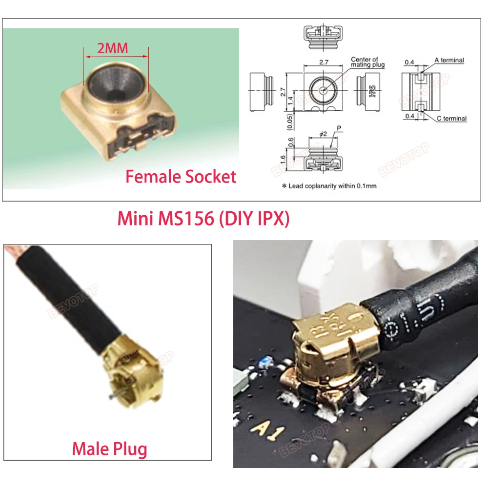 1PCS BEVOTOP DIY  Mini MS156  to SMA Female Jack RG178 Cable RF Coaxial Pigtail Extension Jumper for LTE Modem Yota LU150