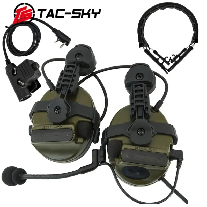 TS TAC-SKY Military TACSKYC3 Tactical Headset, Helmet-Mounted Noise-Cancelling Walkie-Talkie PTT Headset Helmet-Mounted Headset