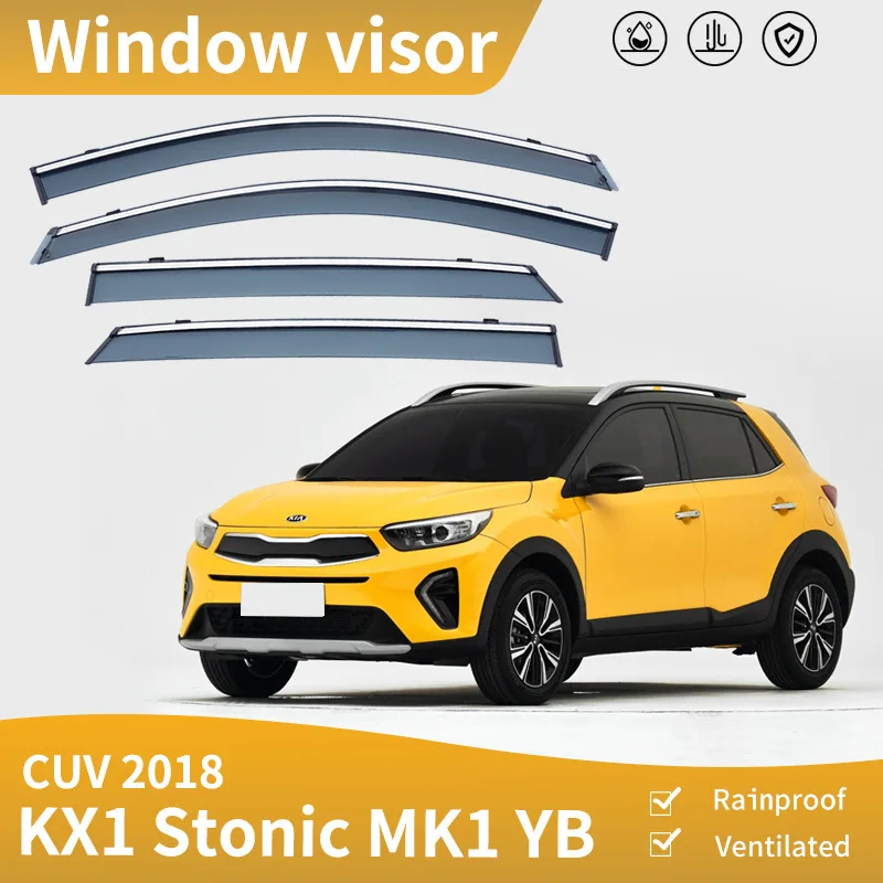 

For KIA Stonic KX1 YB 2018+ Car Window Visor Awning Shelters Windshield Side Window Rain Sun Shade Auto Accessories Car Styling