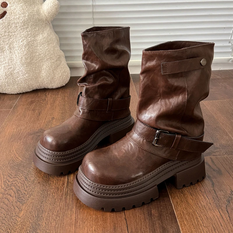 Women Platform Ankle Boots Fashion Heeled Shoes 2025 Winter Elegant New Trend Chunky Chelsea Boots Party Brand Woman Botas Mujer