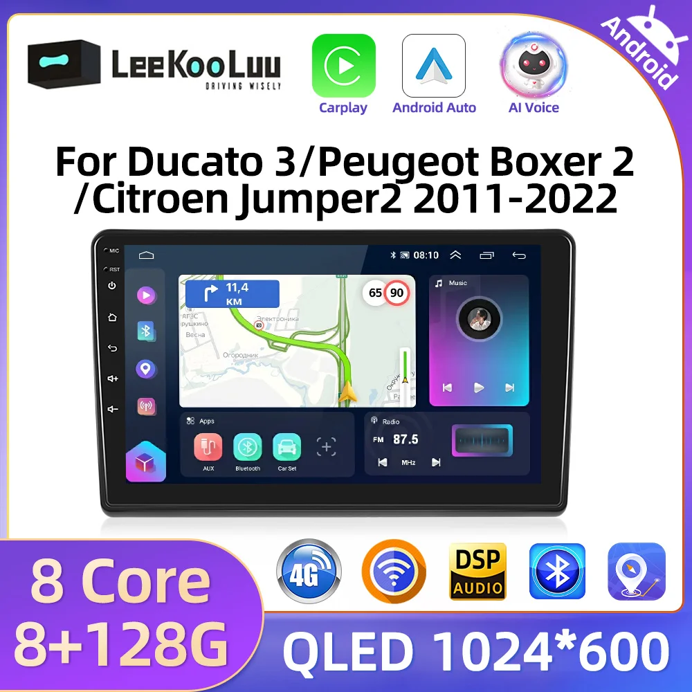 LeeKooLuu CarPlay Android Auto Radio For Ducato 3/Peugeot Boxer 2/Citroen Jumper2 2011-2022 Car Multiemdia Player GPS Stereo