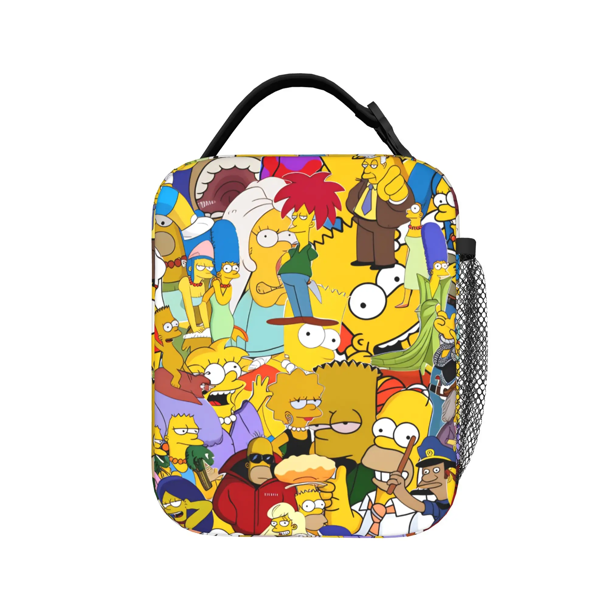S-Simpsons Cartoon Characters Group Lunch Bag For Women Lunch Box Casual School Cooler Bag Portable Waterproof Tote Food Bags