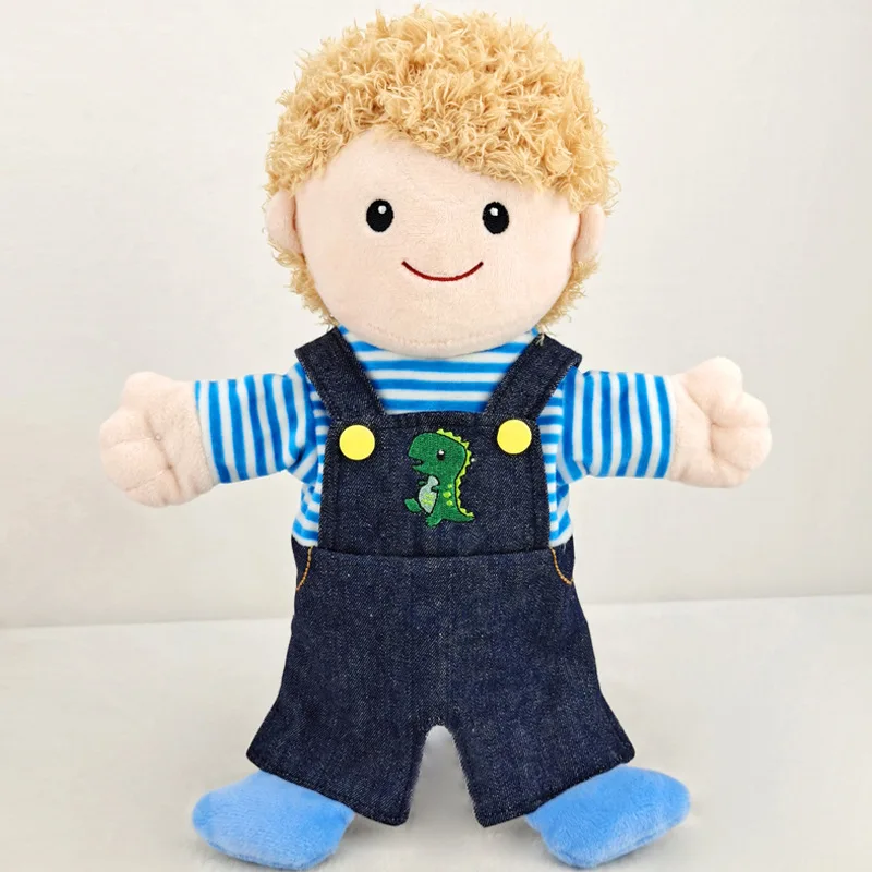 Marionetas de mano de felpa suave con dibujos animados, historia familiar, juguetes de utilería para teatro, relleno educativo, regalo para niños, 30cm