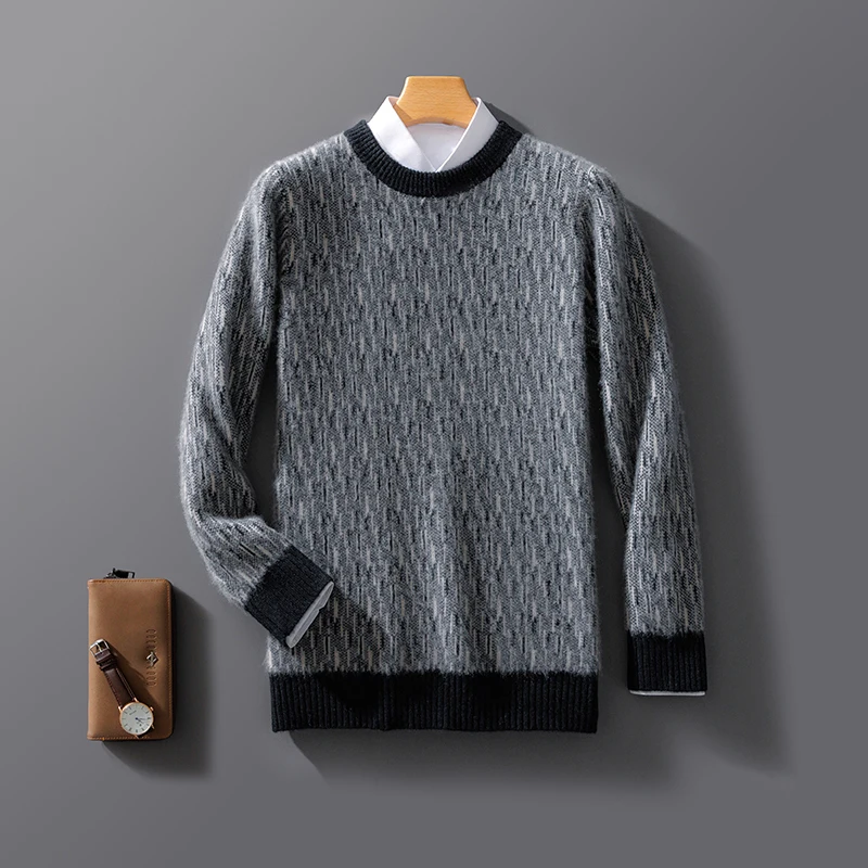 Autumn And Winter New Cashmere Sweater Men\'s Round Neck Loose Pullover Wool Knitted Bottoming Shirt Business Sweater