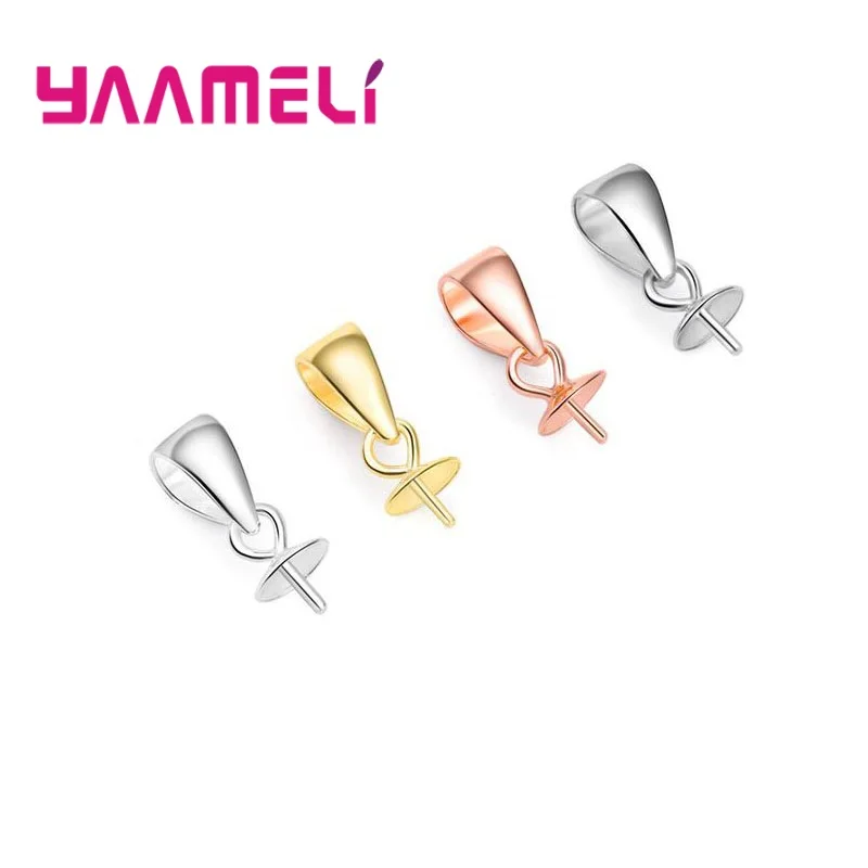 100PCS 925 Sterling Silver Screw Eye Pin Bail Top Drilled Beads End Cap For DIY Charm Pendant Connectors Jewelry Making