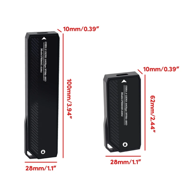 Imagem -03 - Gabinete Ssd M.2 Nvme Alumínio Portátil Adaptador Rápido Usb c Usb3.2 Gen2x2 20gbps para 2230 2242 2260 2280 Ssd 4tb E65c