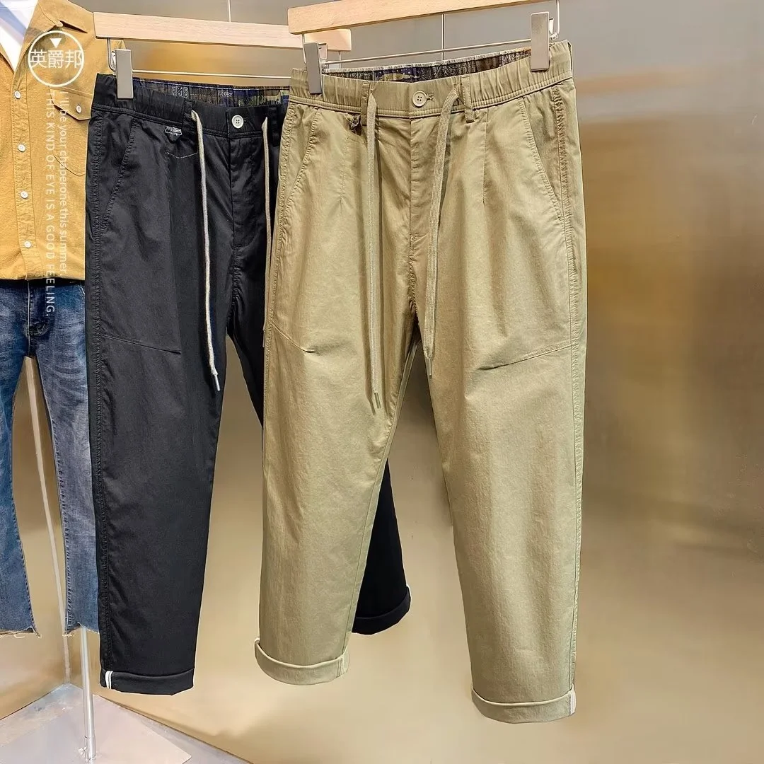 

Модные повседневные брюки для работы, мужские джинсы в стиле ретро, облегающие, дышащие, молодежные, с высокой талией, эластичные, городские, стильные