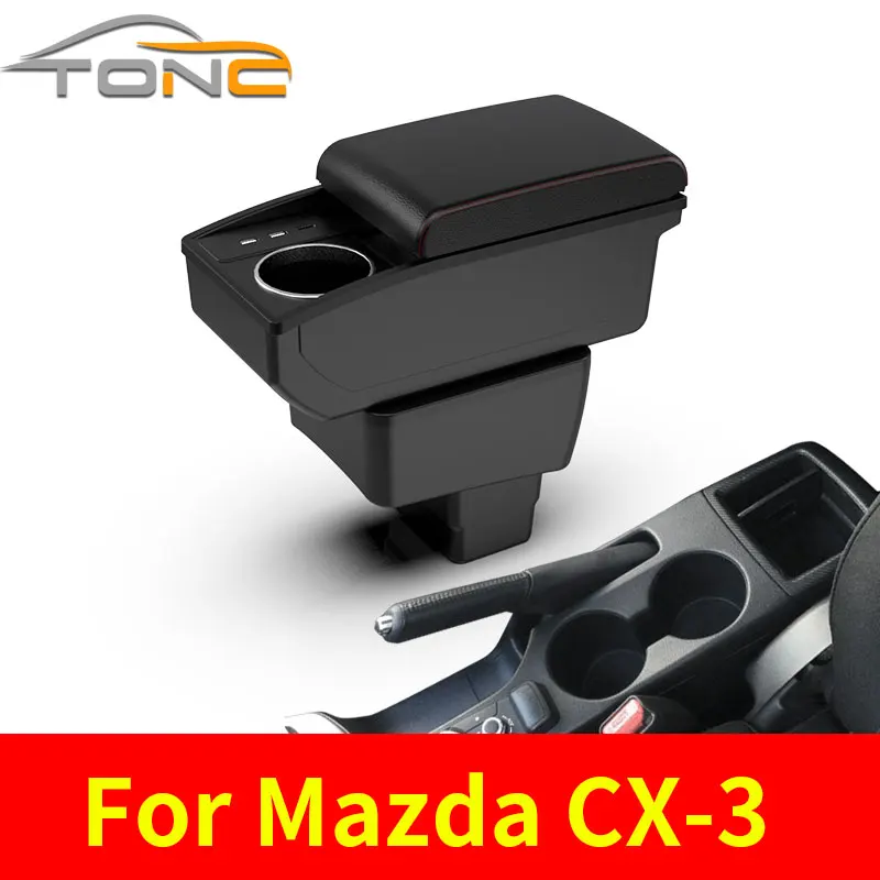 

For Mazda CX-3 Armrest box Retrofit For Mazda 2 skyactiv version cx3 CX-3 Car Armrest Storage box cup holder car accessories