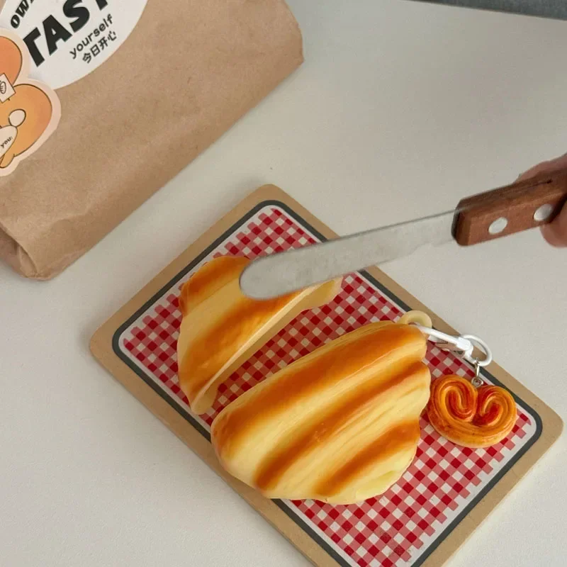 3D Croissant Bread Suitable For Airpods Protective Cover Airpods Pro Headphone Cover Airpods 4 2 Wireless Bluetooth Airpods3 Pro