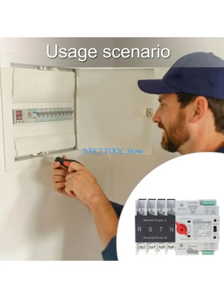 L8RC 4P Automatic Transfer Electrical Selectors Switches Din Mount Double Power Switches Generator Changeover Switches