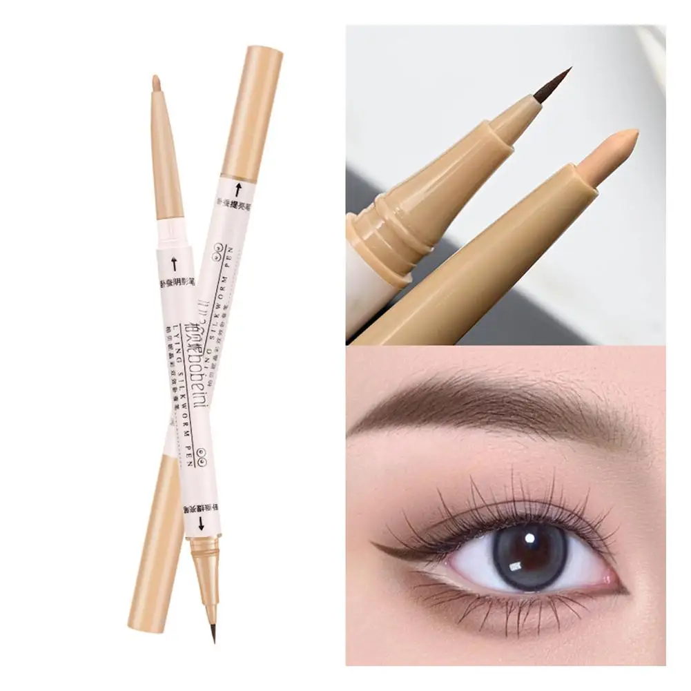 Liso deitado Silkworm Eyeliner, impermeável, não fácil Sweatproof, Double-ended para Under-eye, lápis Fade, secagem rápida, P, C5N9