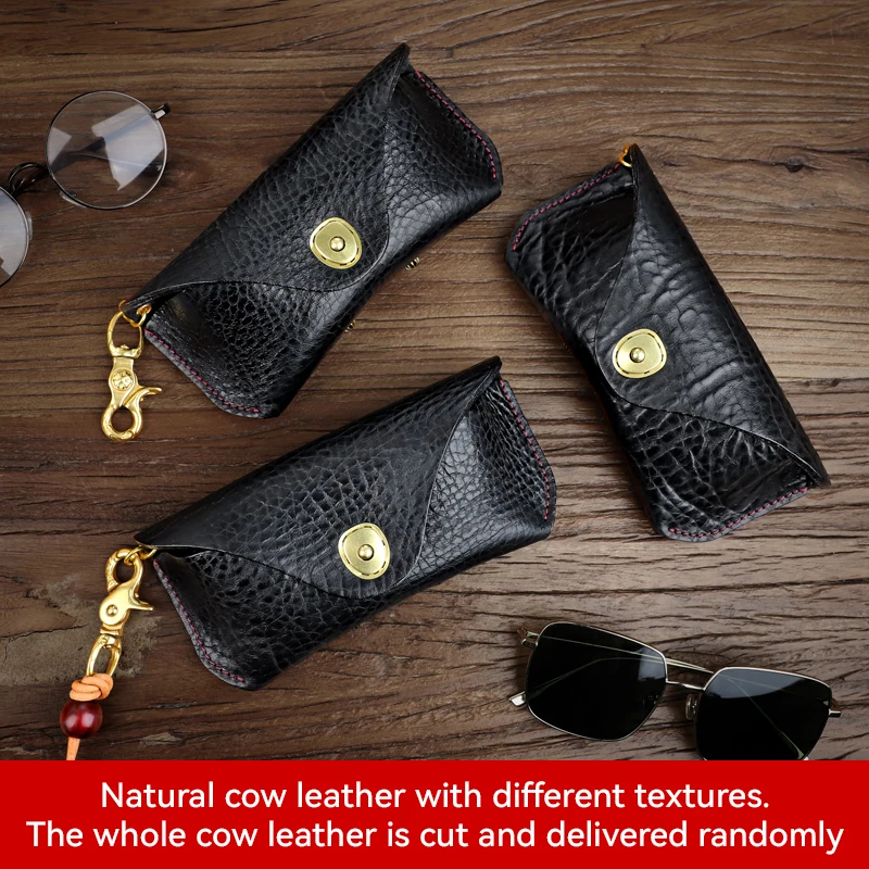 1Pcs Retro Leather Glasses Case Thicked Genuine Leather Sunglasses Holder Bag Portable Storage Eyeglasses Pocket Box