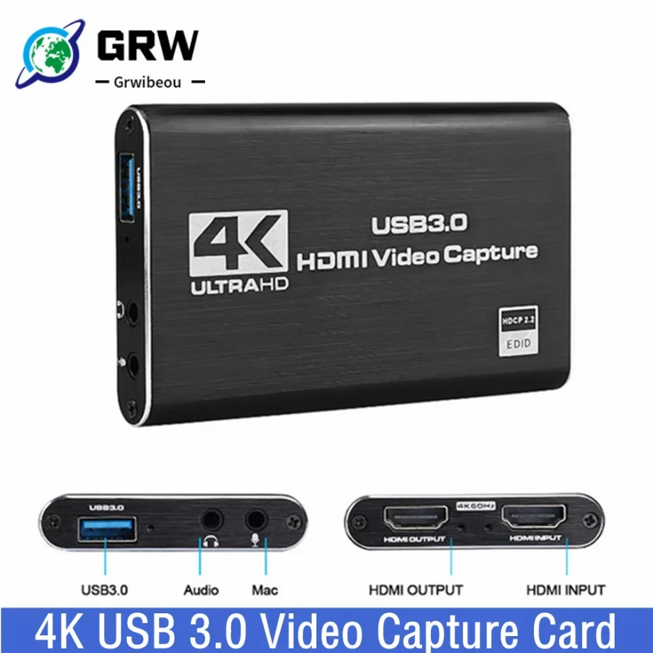 

4K HDMI-compatible To USB 3.0 Video Capture Card Dongle 1080P 60fps Video Recorder For OBS Capturing Game Game Capture Card Live