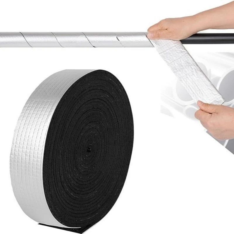 10M Aluminum Foil Pipe Insulation Tape Self Adhesive Thermal Wrap Freeze Protection Heat Resistant Insulation for PVC Water Pipe