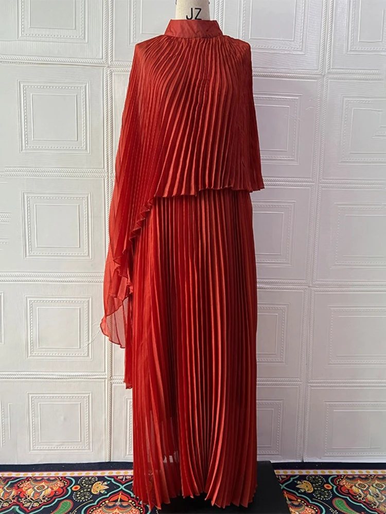 Eid Frauen Kleid Cape Muslimischen Abaya Vestidos Largos Plissee Solide Party Kaftan Jalabiya Ramadan Lange Kleider Dubai Arabischen Robe 2023