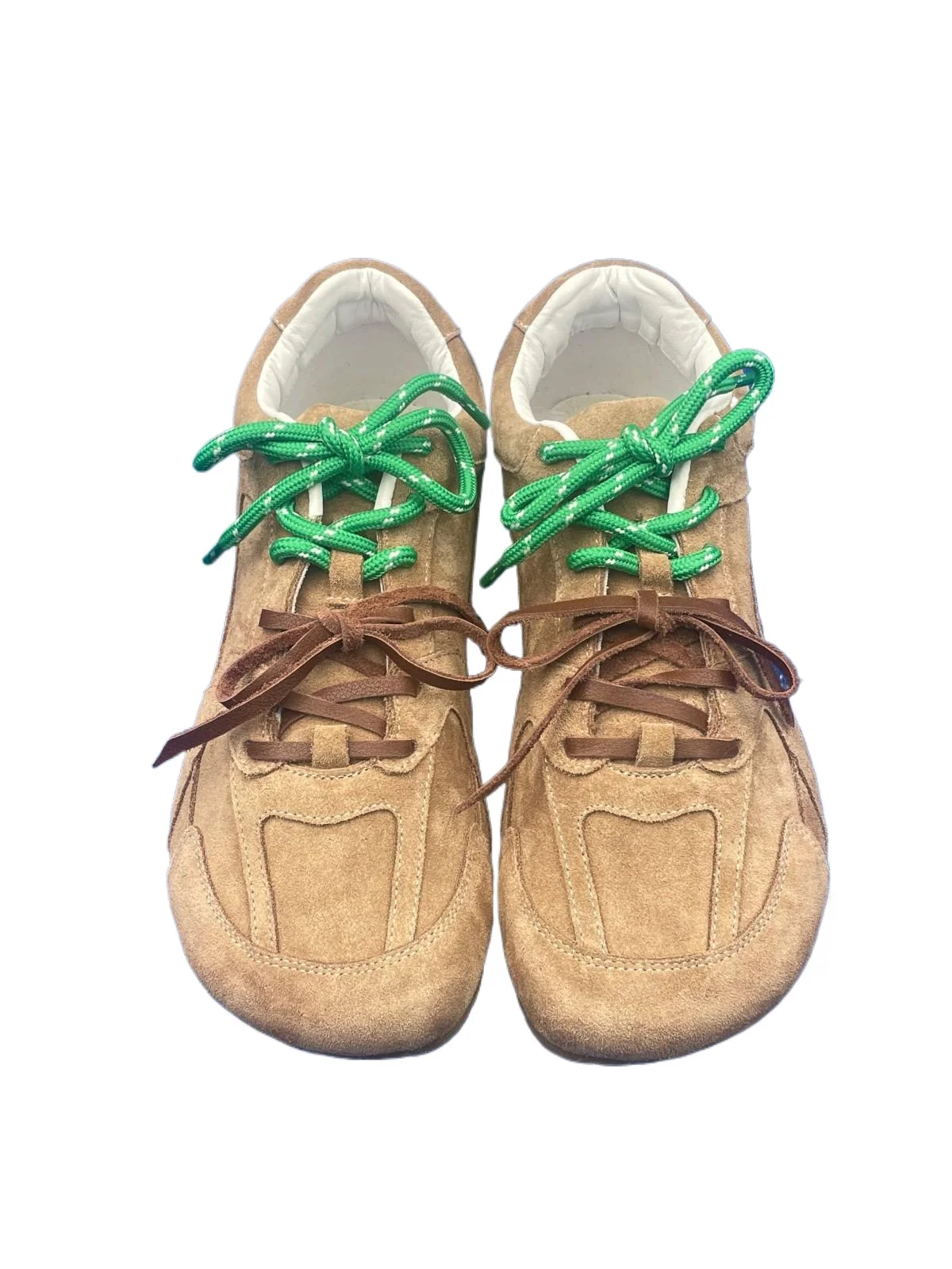 Tipsietoes nova primavera outono descalço couro genuíno tênis feminino com gota zero plana sola macia maior toe caixa de peso leve