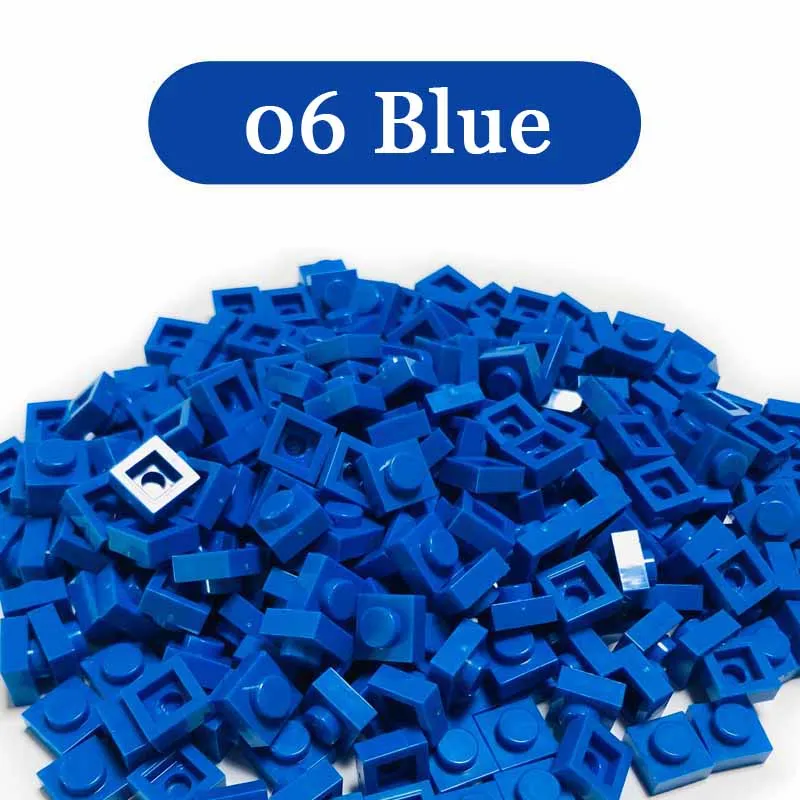 300PCS Blue Color Plate 1x1 3024 Building Block Part Brick for Kids Pixel Art Remix Painting QR Code Gift Children DIY Toys