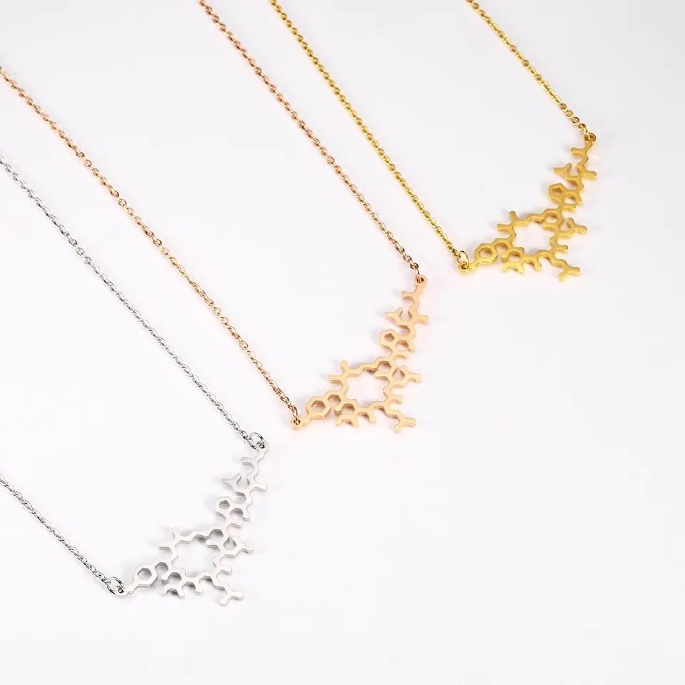 

Минимализм из нержавеющей стали, золотое ожерелье окситоцина, научные украшения, подарок для Него, лучший подарок учителю биологии