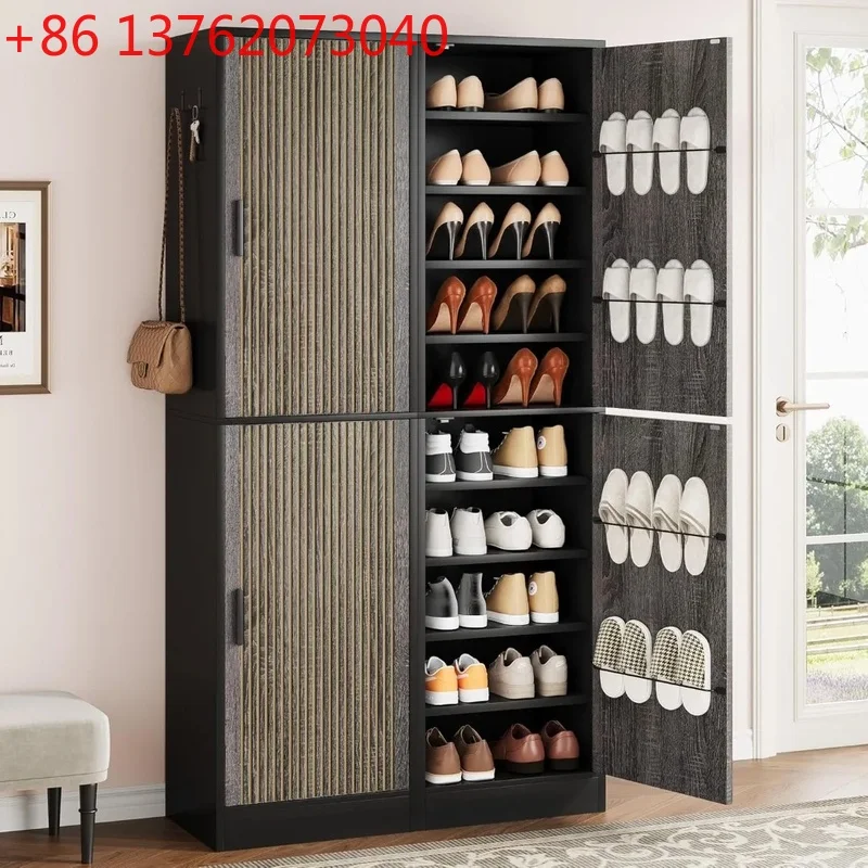 

10-Tier Narrow Tall Shoe Cabinet Set with Adjustable Shelves and Slipper Rack