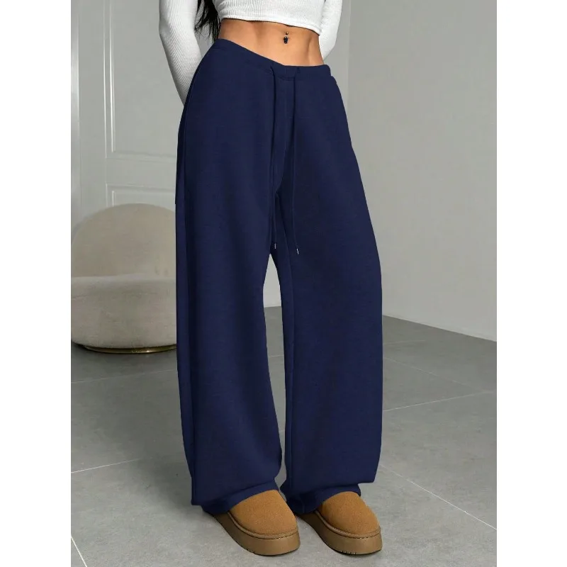 Pantalon de survêtement décontracté pour femmes, ample, couleur unie, cordon de serrage à la taille, tenue pour enseignant de remise de diplôme, pantalon ample pour la rentrée scolaire