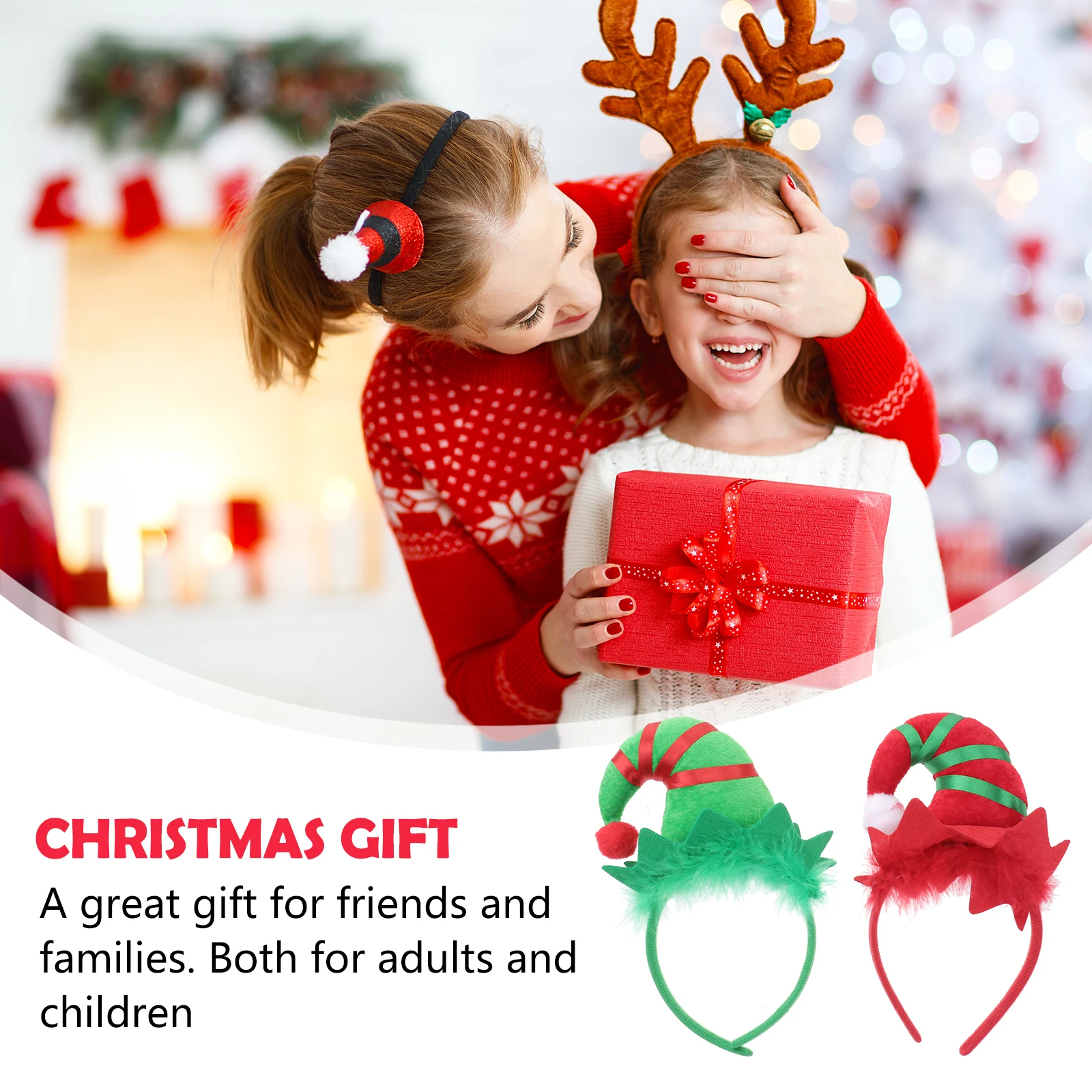 

2 pcs Christmas Headdress Red Hair Hoop For Lightweight Festive Horn Headwear Party Accessory Christmas Headband