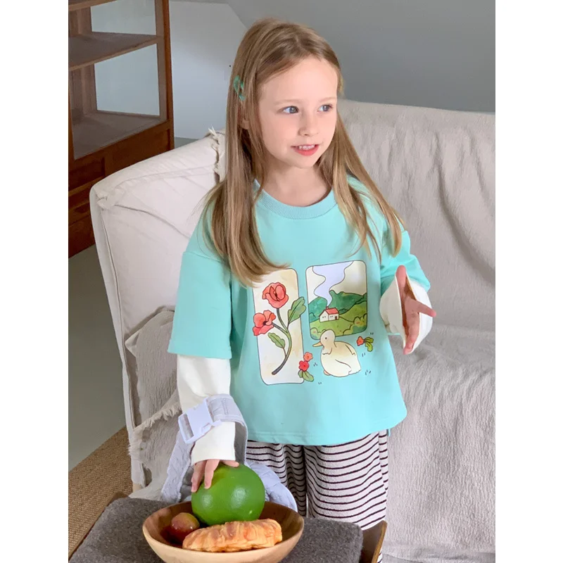 

2023 Autumn Children's Clothing Sets Clothes Korean Style Girls From 2 To 8 Years Two Piece Outfits Baby Boys Sweatshirts Pants