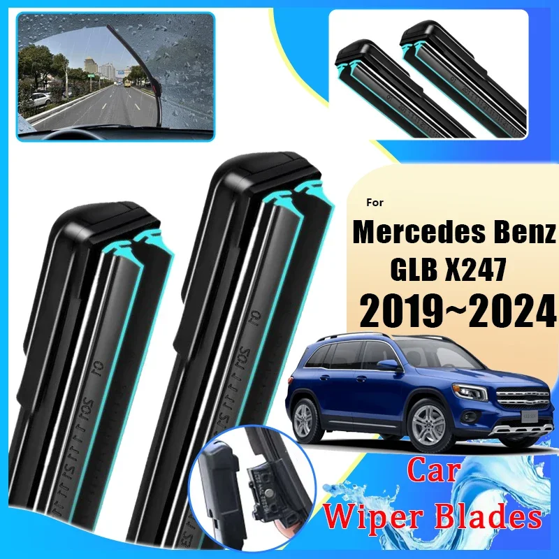 

Front Wiper Blades For Mercedes Benz GLB X247 180 200 350 2019~2024 Double Rubber Window Windshield Windscreen Car Accessories