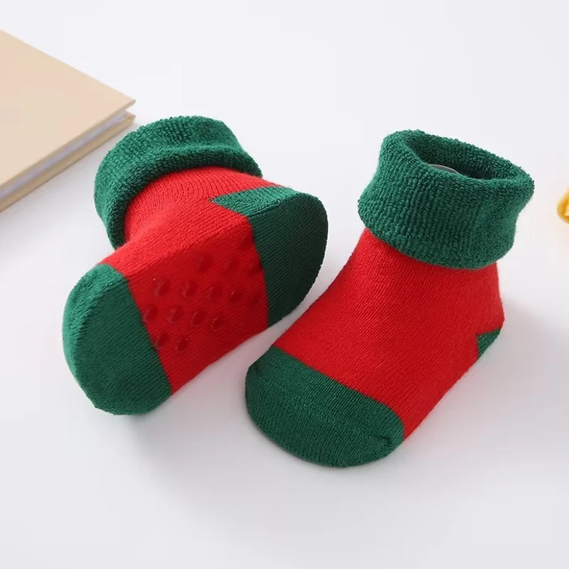 Autumn Winter Newborn Boys Girls Short Socks Children Striped Thicked Warm Santa Claus Baby Christmas Socks