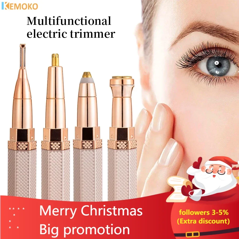 Depiladora Facial eléctrica 4 en 1, depiladora indolora, ceja, lápiz labial, forma de zonas sensibles faciales, depiladora de Bikini, afeitadora corporal