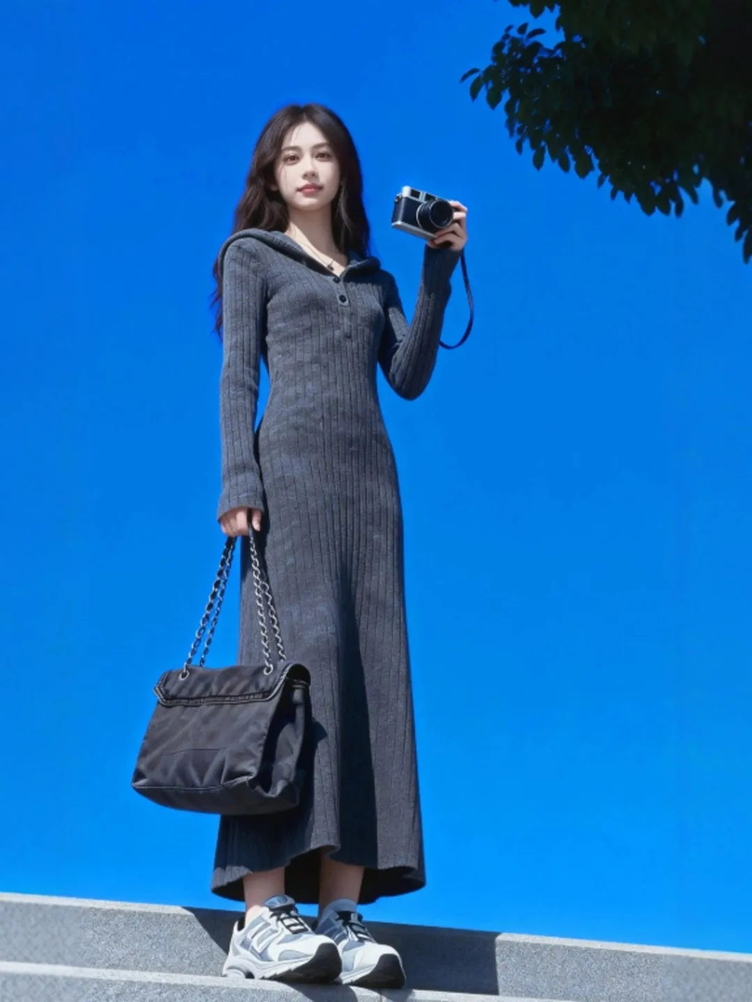

Корейский Sle Lazy Faion Slim Fit Long Dr Knitted Dr Spring Season Ci Commute Church Date Outdoor Cam Hike Par...
