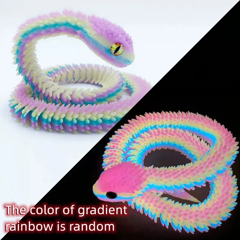 30/60cm 3D Printed Snake Funny Movable Joint Simulation Snake Action Figures Creative Home Office Desktop Ornament Kids gifts