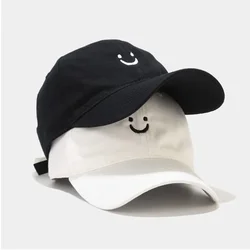 Smiley Face Trucker Hat Washed Dad Hat for Men Women Cute Baseball Caps Unstructured Smile Embroidered Hat