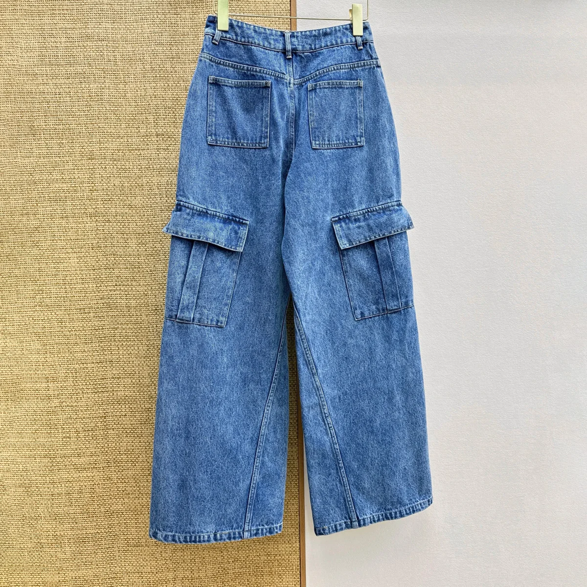 2026 New Women High Waist Cargo Wide Leg Jeans Multi Pocket Button Fly Casual Full Length Trousers lyt26715129