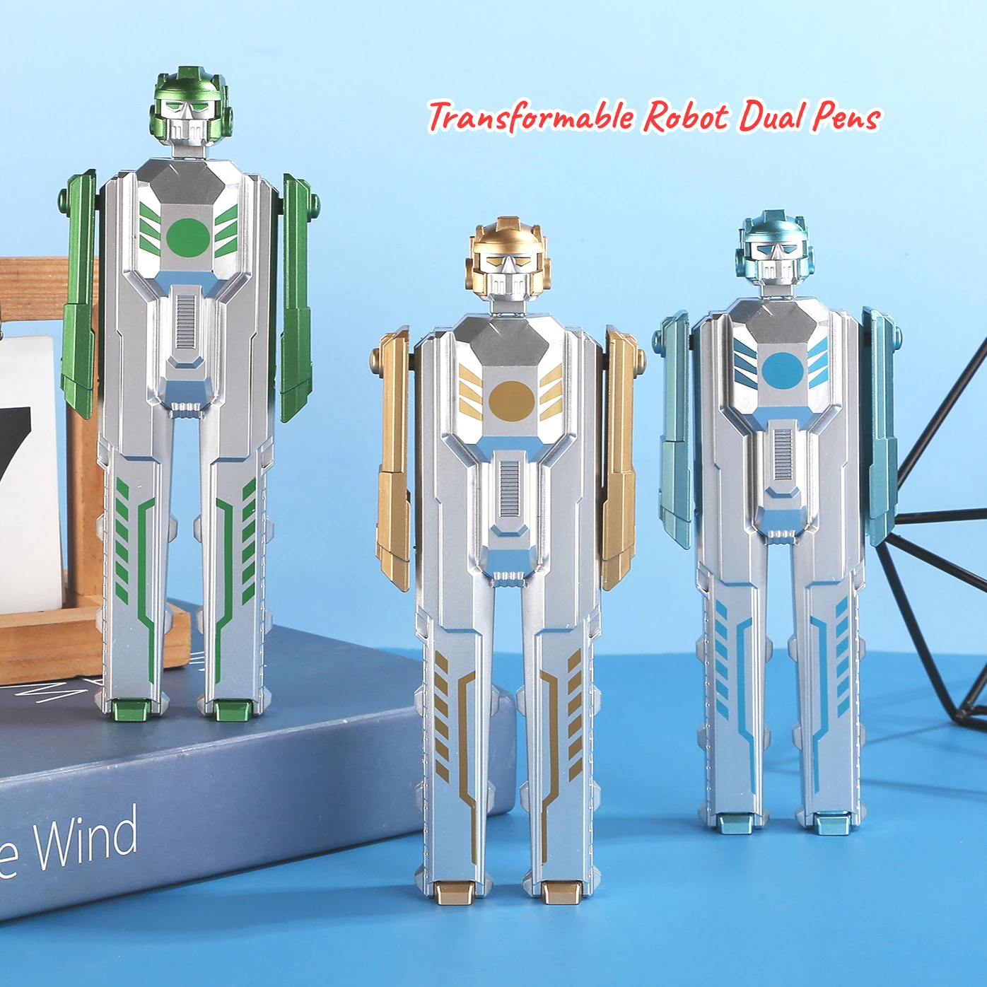Creative Deformation Robot Gel Pens Deformation Warrior Black Ink Writing Tool Pen Foldable Student School Stationery Kids Gift