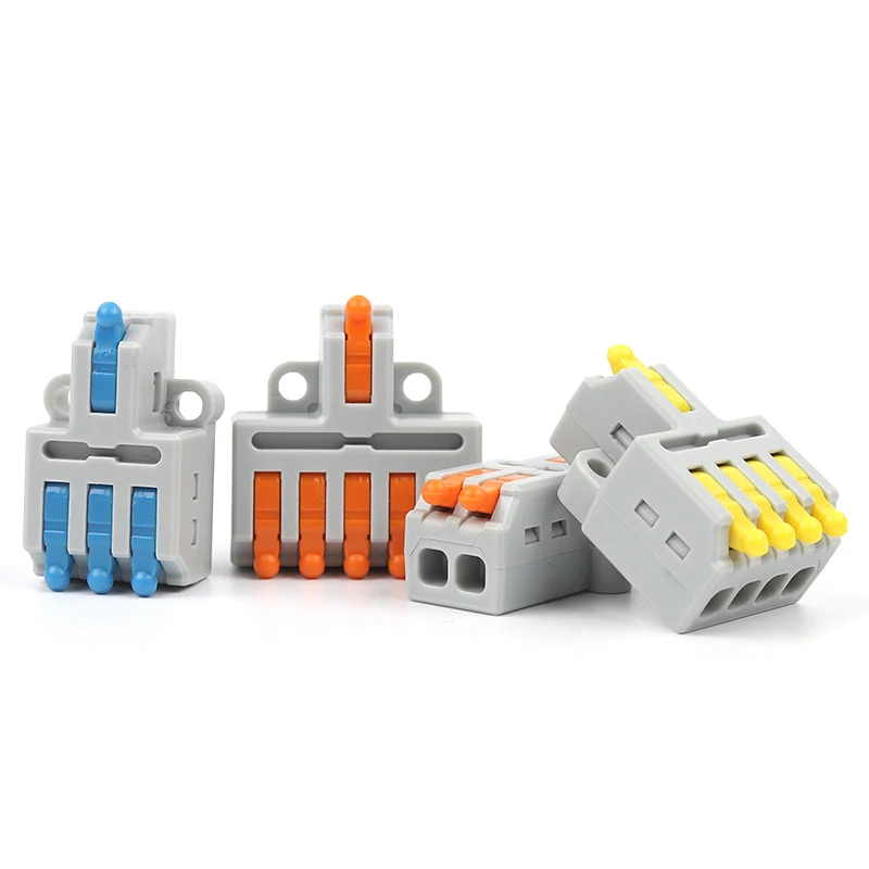 Mini Quick Compact Conductor With Fixing Hole Splitter Splicing Wire Connector Push-in Cable Clamp Terminal Block 2/3/4/5 Port