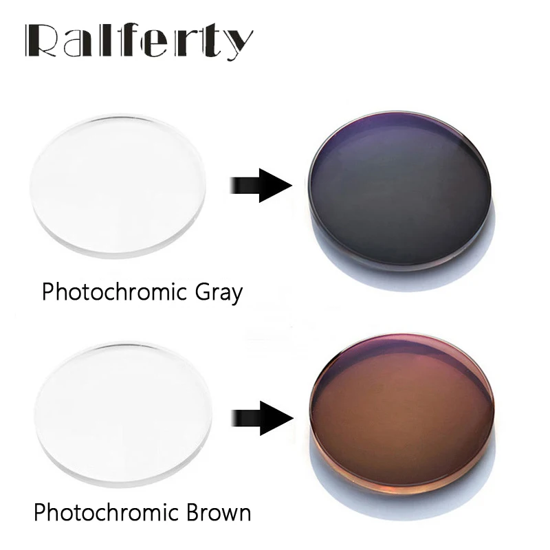 Ralferty Colored Photochromic Sunglass Lens Chameleon Myopia Hyperopia Optical Prescription Lenses Medical Recipe 1.67 Diopters