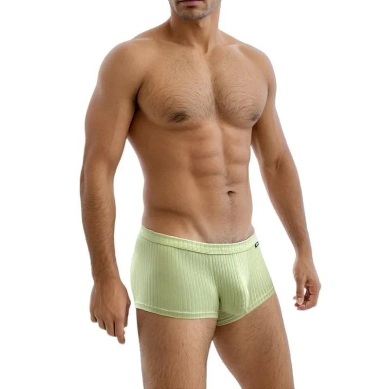 Mens Underwear Low Waisted Boxers Single Layer U Convex Pouch Breathable Trunks for Men