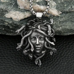 Gothic Punk Stainless Steel Medusa Pendant Necklace For Men Women Vintage Snake Animal Necklaces Biker Jewelry Gift Dropshipping