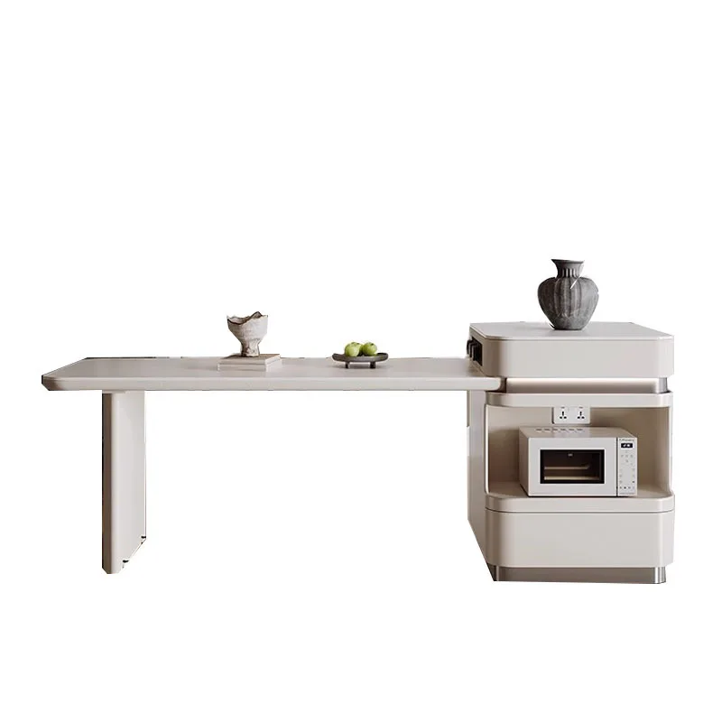 

Островный стол, интегрированный с индукционной плитой, телескопическим направляющим столом из каменной плиты