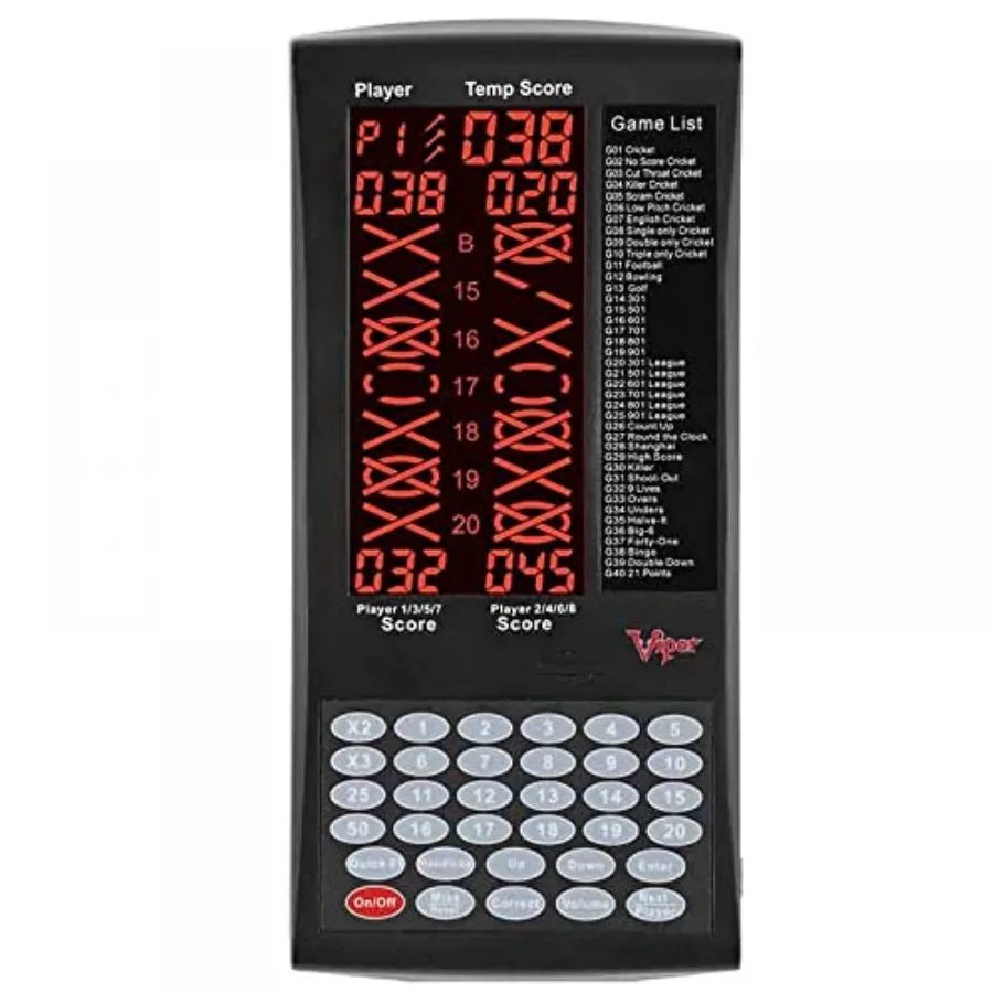 

ProScore Digital Dart Scorer Electronic Dartboard Scoreboard for Up to 8 Players with 40 Games and 655 Game Options Including C