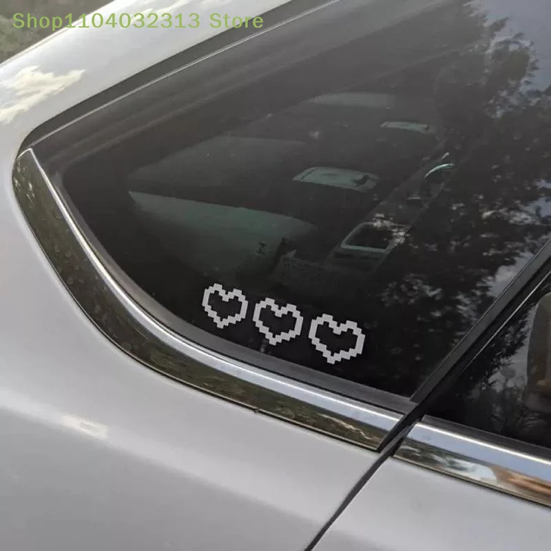 petite6Pcs Waterproof Mosaic Heart-shaped Pixel Heart-shaped Car Window Decoration Headlight And Taillight Decoration Stickers