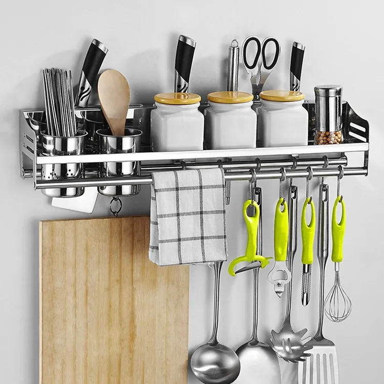 

Suitable for304 stainless steel kitchen condiment knife holder shelf wall hanging seasoning rack hanger hook wall chopstick stor