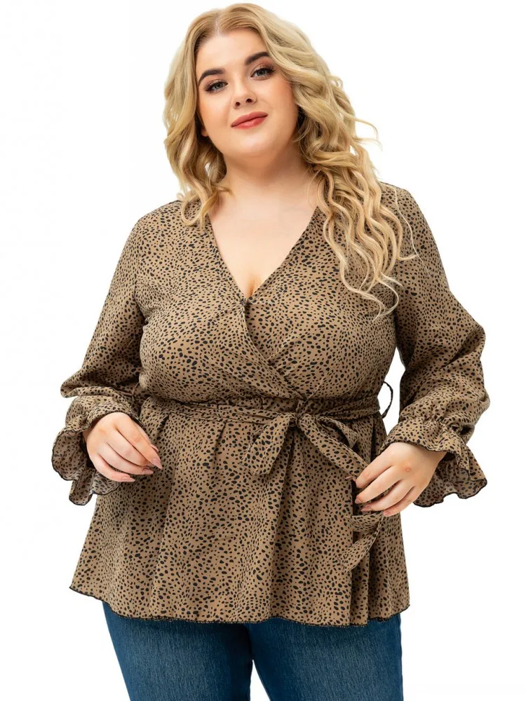Women's Plus Size XL-4XL Casual Long Sleeve T-shirt Big Size 3XL Flower Print Blouse Top Women Clothing Oversized Spring Summer view 2