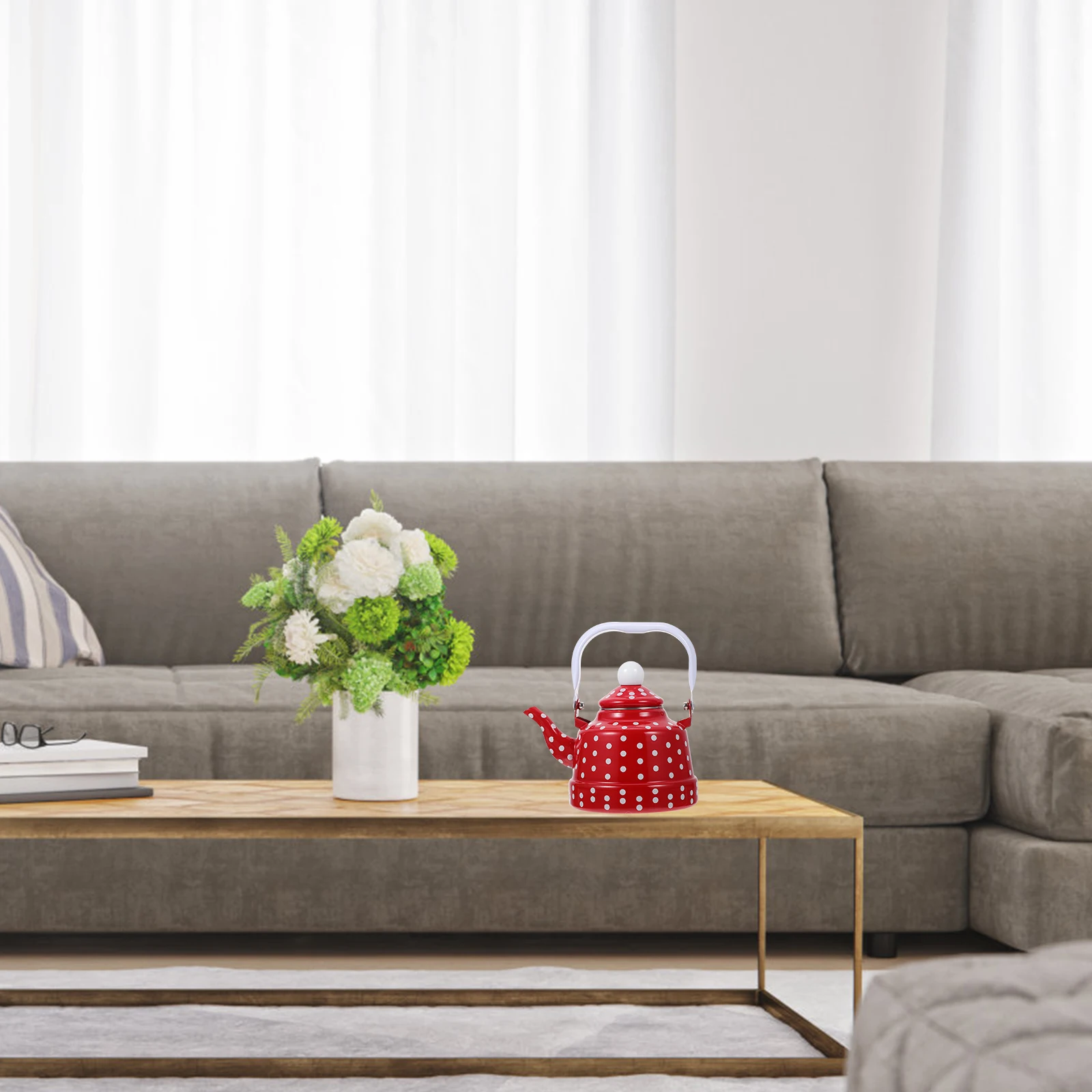 

Heating Water Kettle Vintage Wave Point Enamel Teapot Household Kitchen Boiling Pot for Tea Coffee Office Home